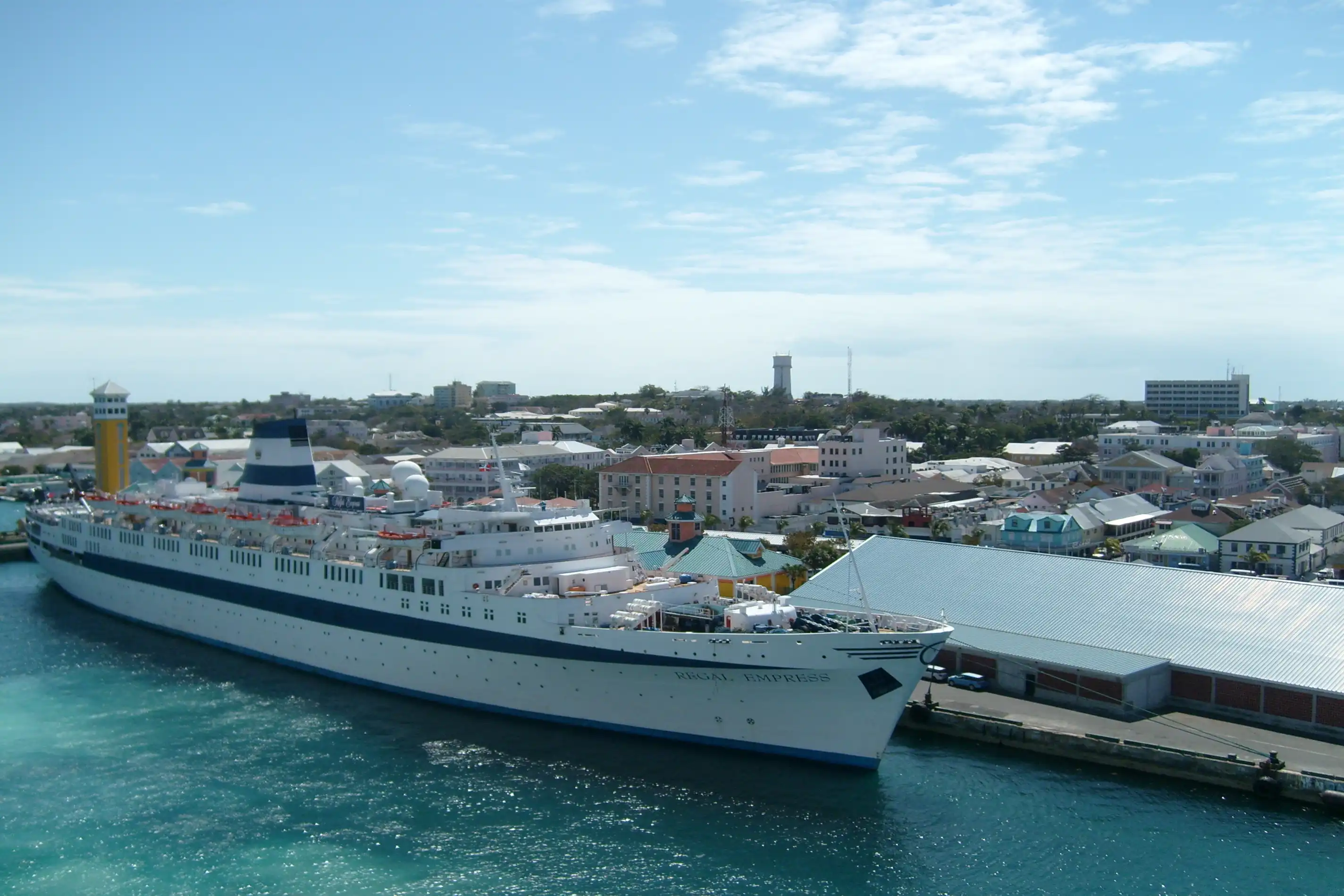 A cruise ship in port