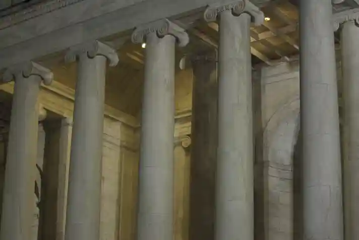 Marble columns inside a monument at Washington DC