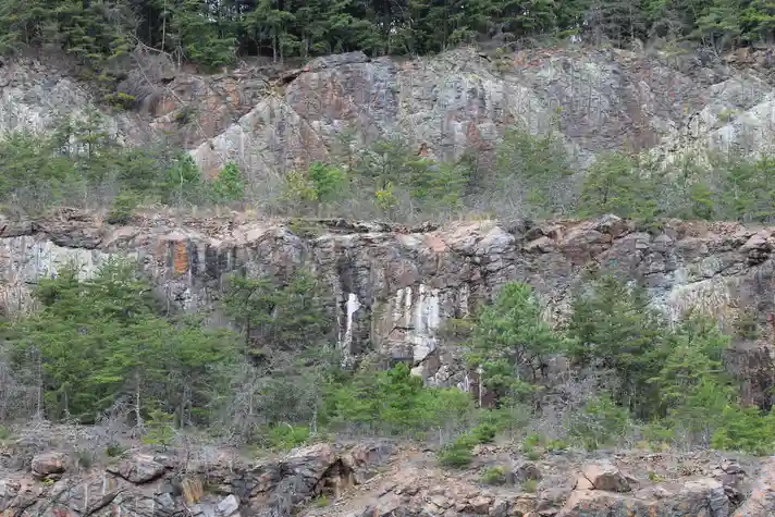 A tree covered tiered mountainside